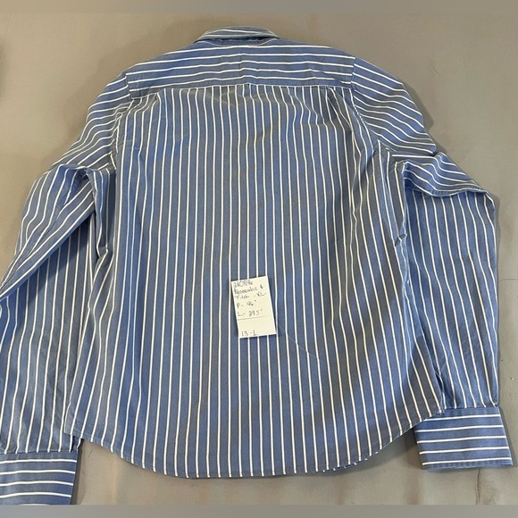 Abercrombie & Fitch Men's Sz XL Muscle Fit Shirt Blue White Stripe Pinstripe - Picture 10 of 10